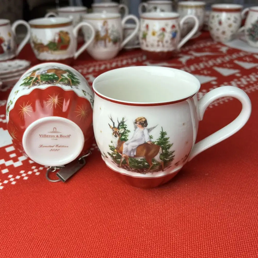 Festive red & white ceramic christmas dinnerware set – dining room