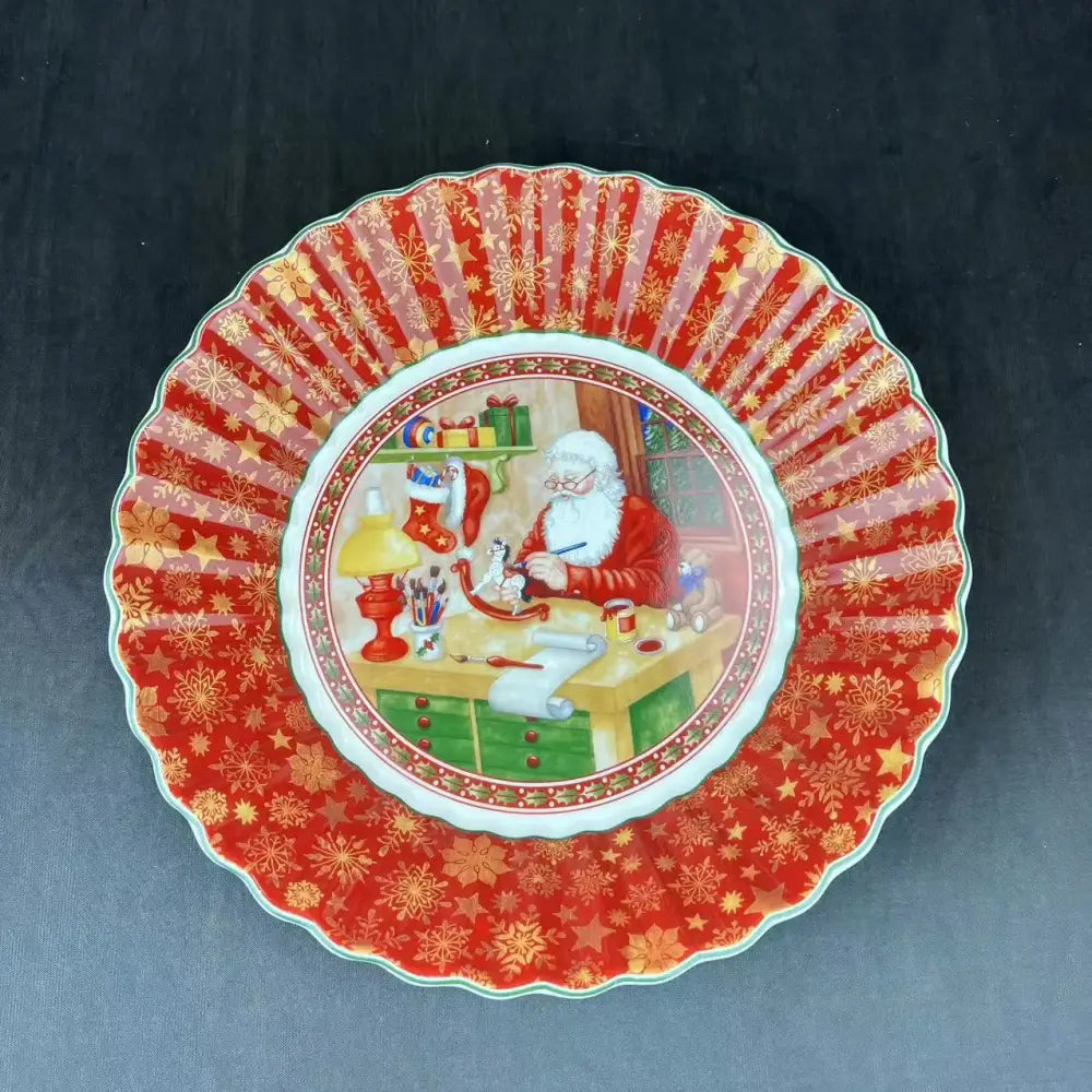 Festive red & white ceramic christmas dinnerware set – dining room