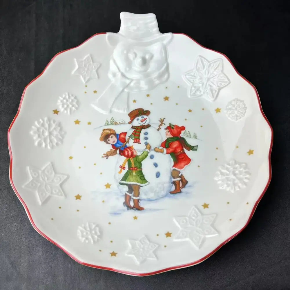 Festive red & white ceramic christmas dinnerware set – dining room