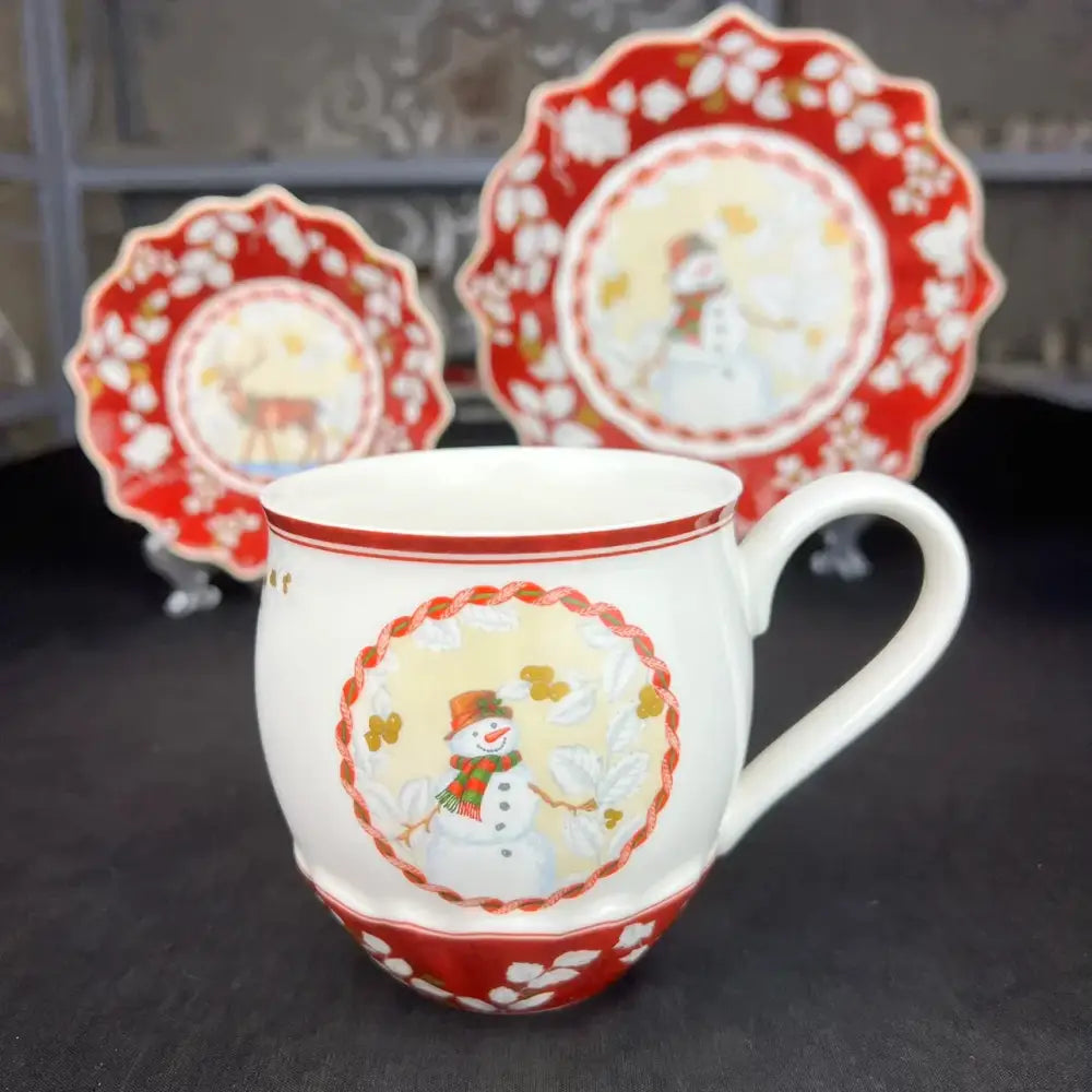 Festive red & white ceramic christmas dinnerware set – dining room