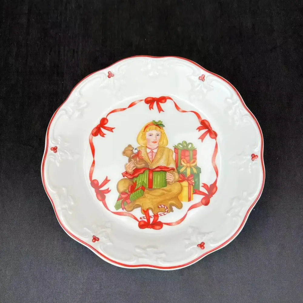 Festive red & white ceramic christmas dinnerware set – dining room
