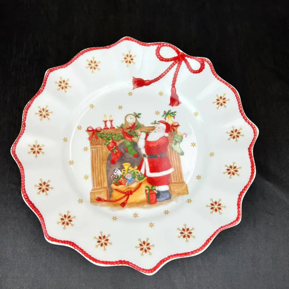 Festive red & white ceramic christmas dinnerware set – dining room