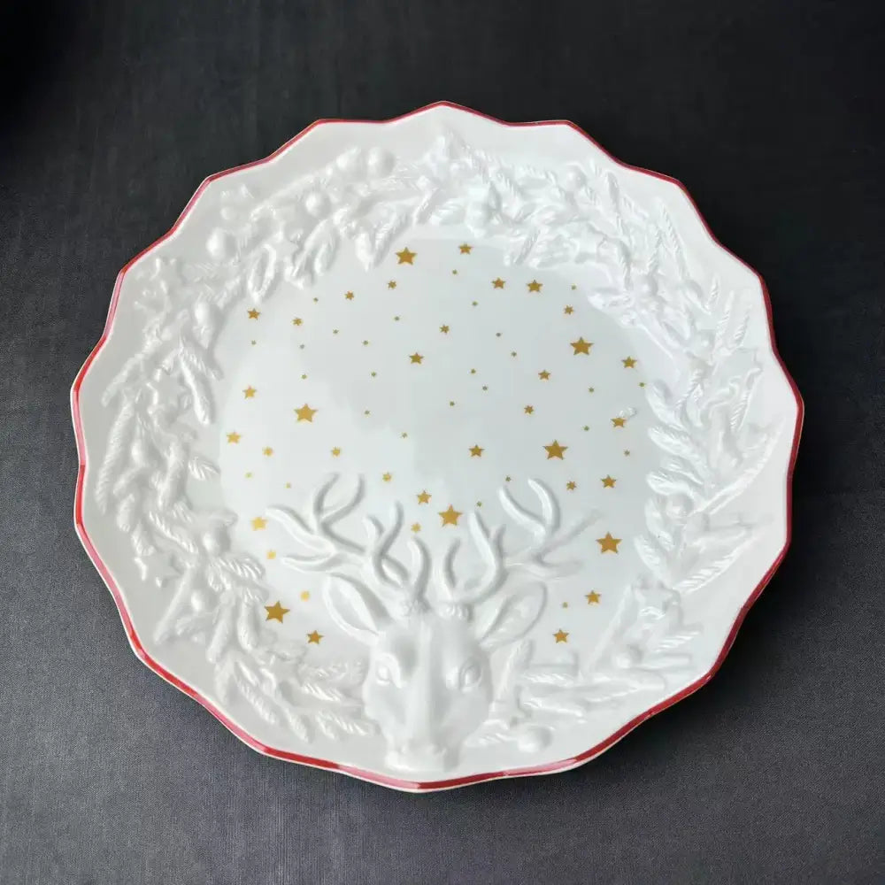Festive red & white ceramic christmas dinnerware set – dining room