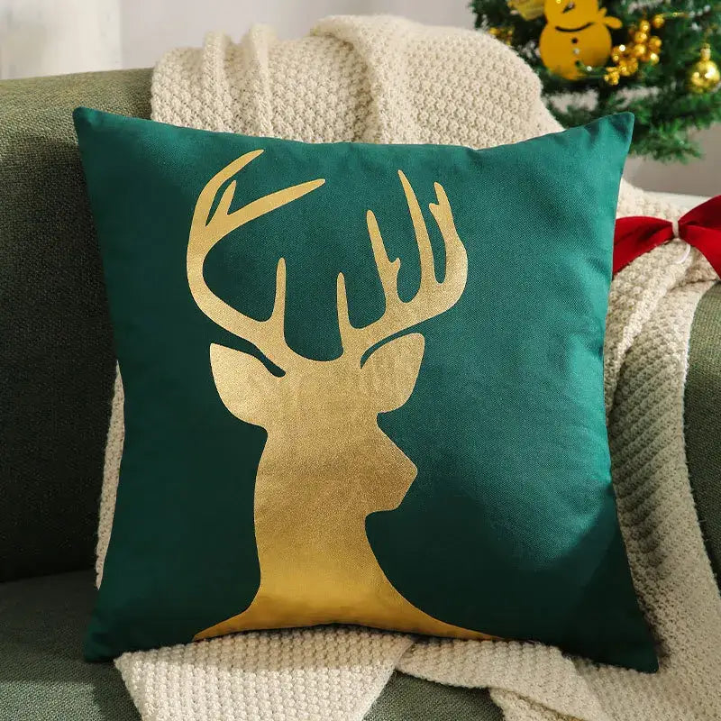Red christmas elk embroidered pillow covers living room decor