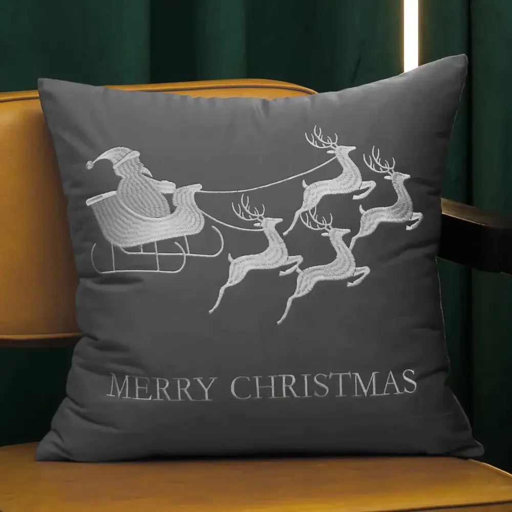 Red christmas elk embroidered pillow covers living room decor
