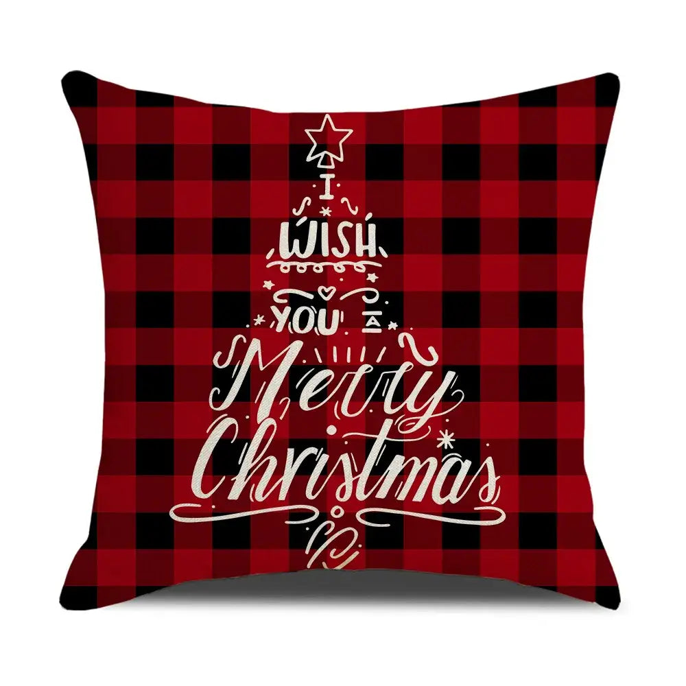 Red and white christmas elk letter pillowcase living room decor