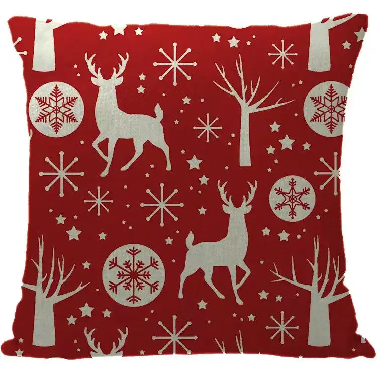 Red and white christmas elk letter pillowcase living room decor