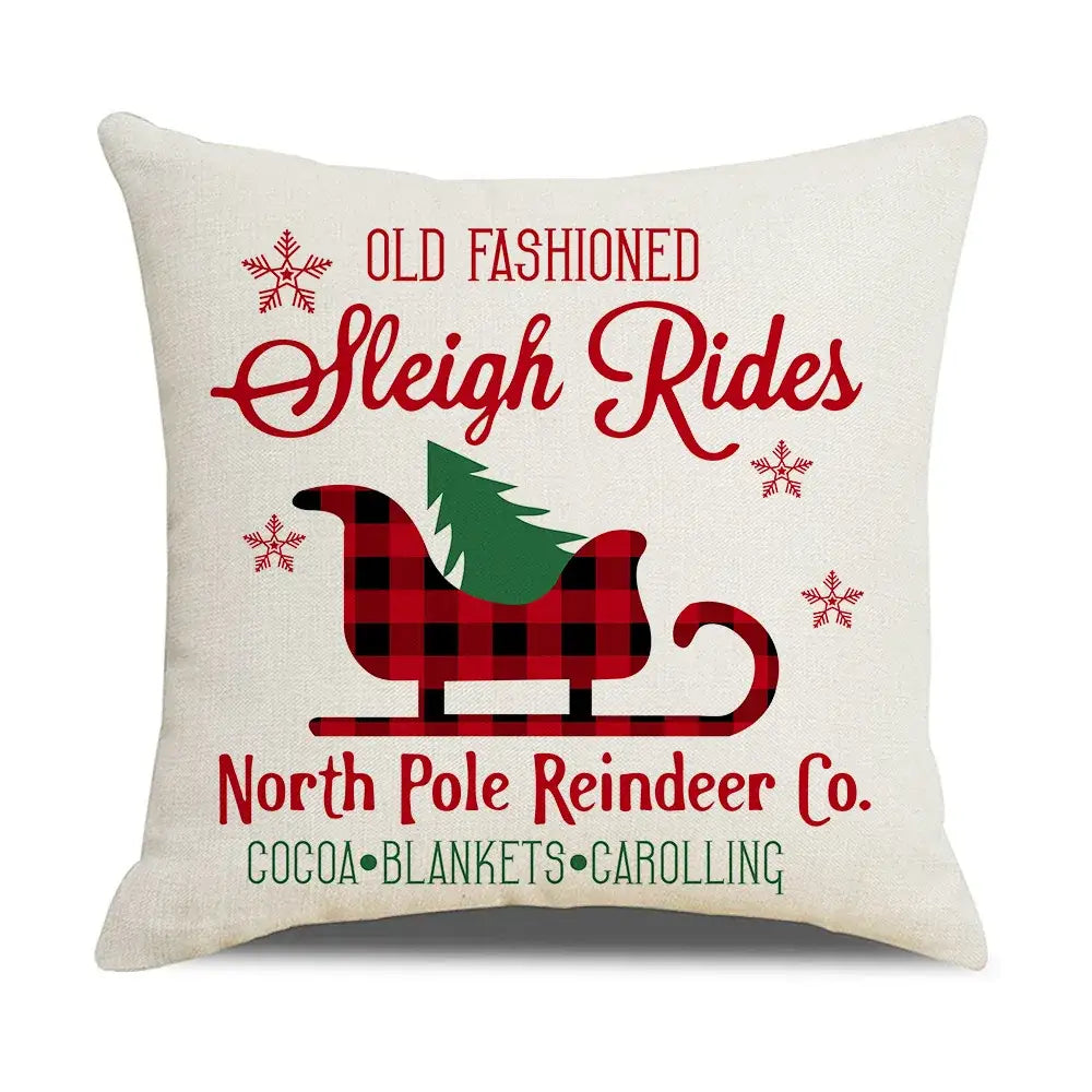 Red and white christmas elk letter pillowcase living room decor
