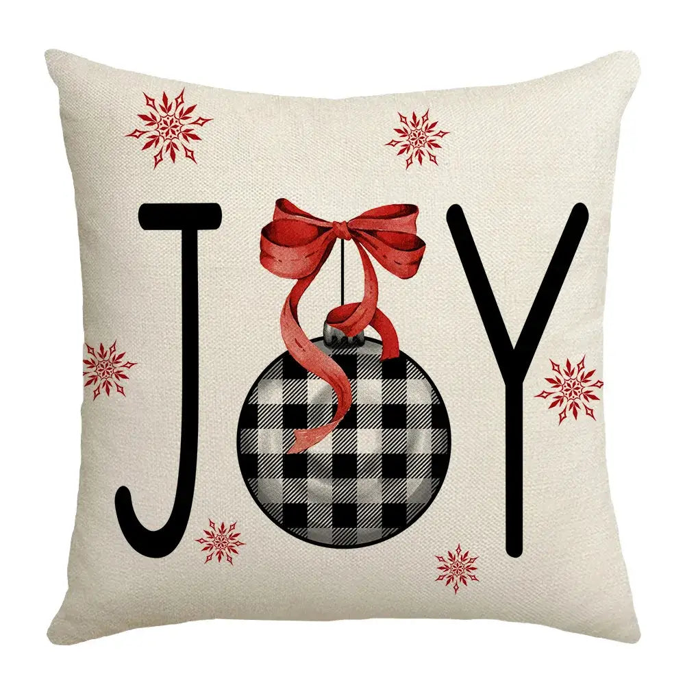 Red and white christmas elk letter pillowcase living room decor