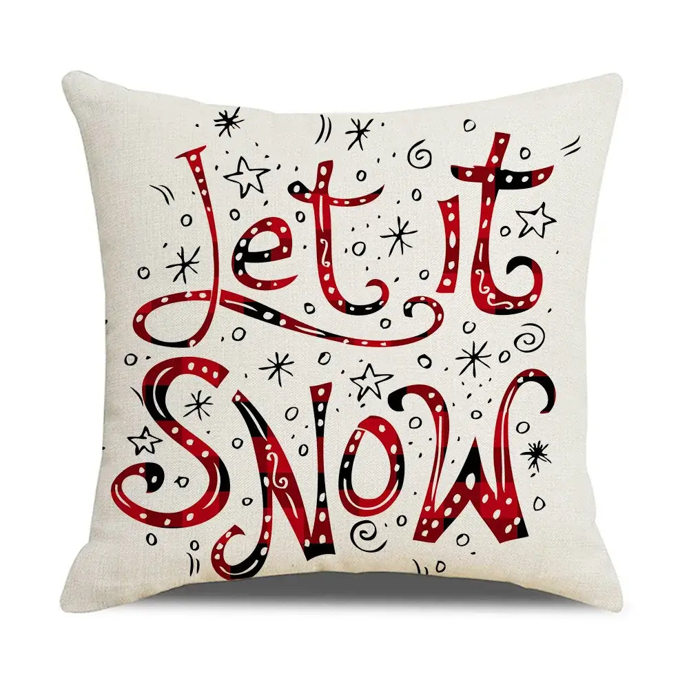 Red and white christmas elk letter pillowcase living room decor