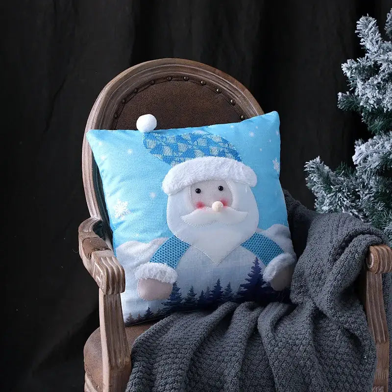 Decorbites christmas embroidered snowman & santa pillows living room