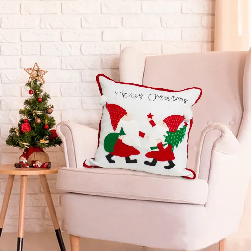 Decorbites christmas embroidered snowman & santa pillows living room