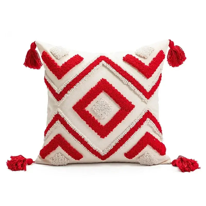 Christmas embroidered red geometric pillow cover living room decor