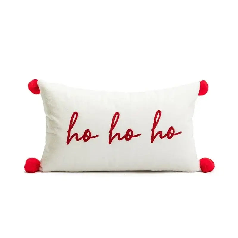 Christmas embroidered red geometric pillow cover living room decor