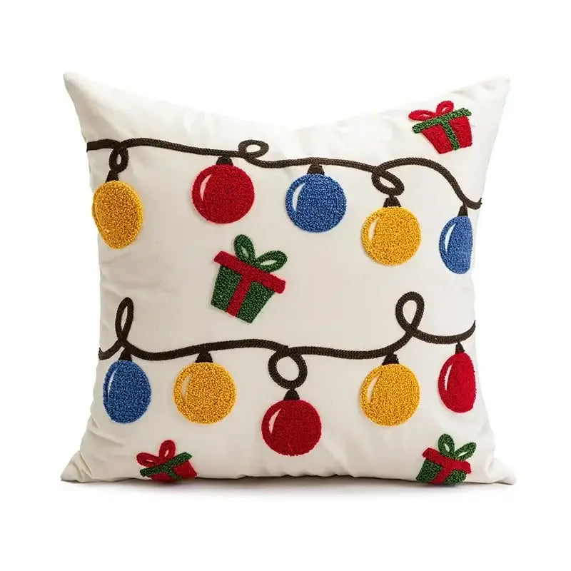 Christmas embroidered red geometric pillow cover living room decor