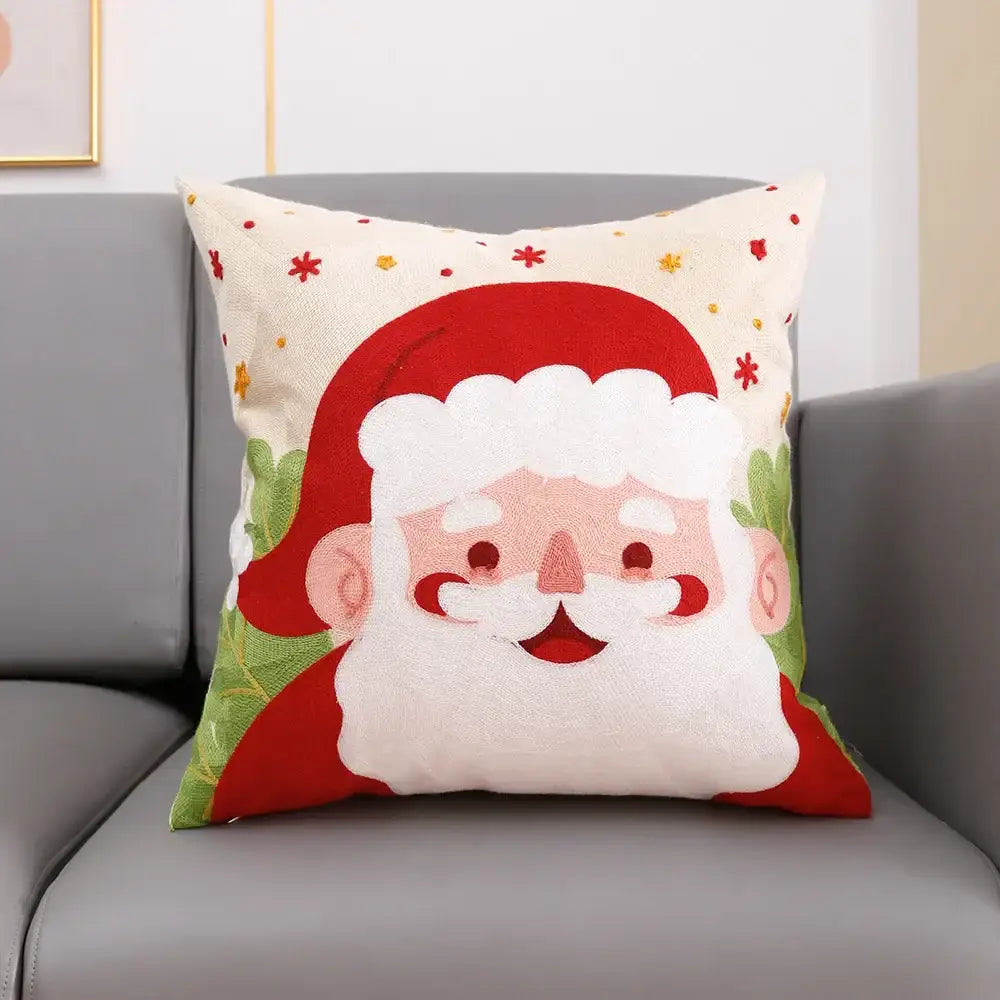 Decorbites christmas embroidery cushion cover white & red living room