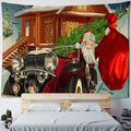 Festive winter village fireplace tapestry wall hanging living room