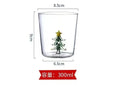 Festive christmas tree green & clear glass goblet set dining room drinkware