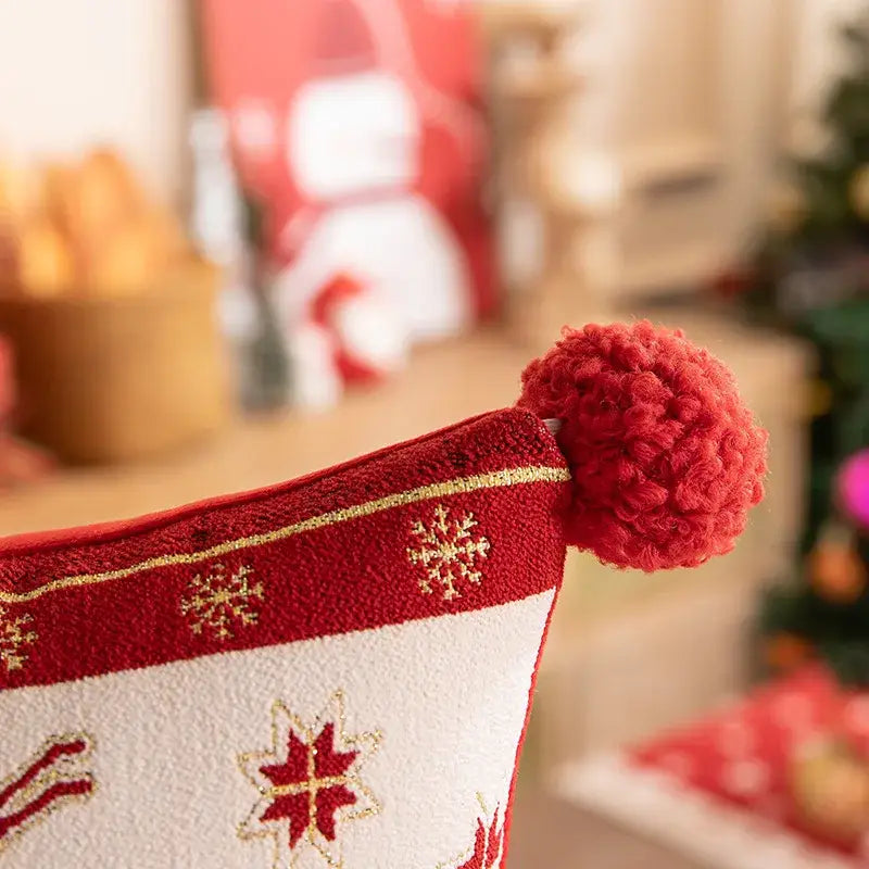 Christmas jacquard tree and snowflake pillow cover – living room decor