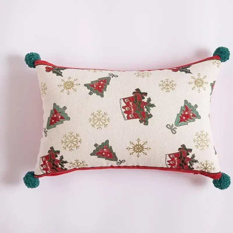 Christmas jacquard tree and snowflake pillow cover – living room decor