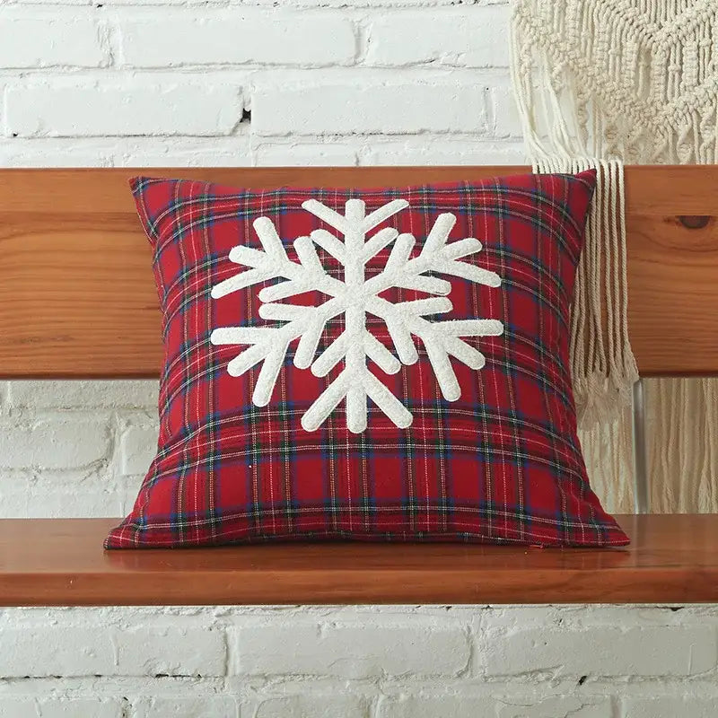 Green & white letter embroidery plaid cushion set living room decor