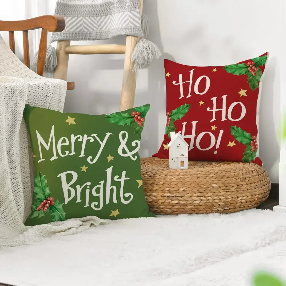 Festive christmas linen decorative pillows for living room set of 4