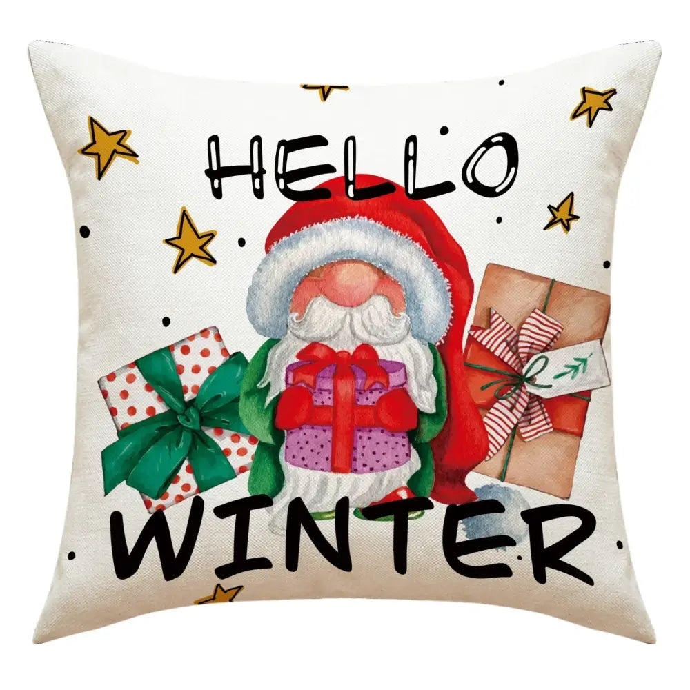 Festive christmas linen decorative pillows for living room set of 4