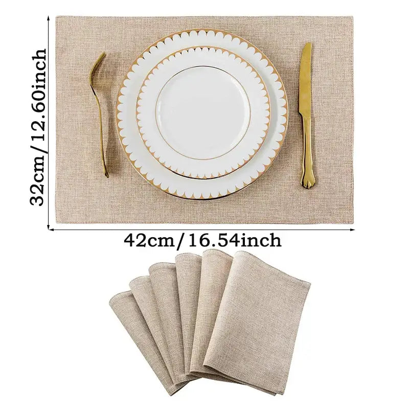Festive red & black plaid christmas linen dining table mats set of 6