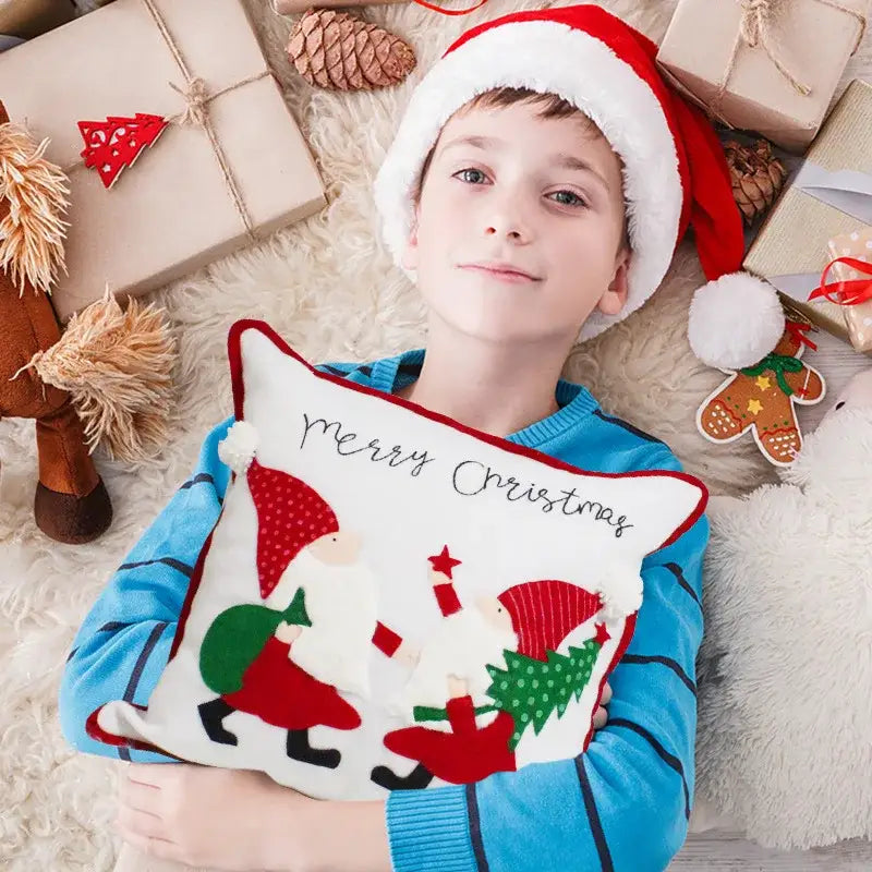 Embroidered snowflake christmas patchwork pillow covers living room