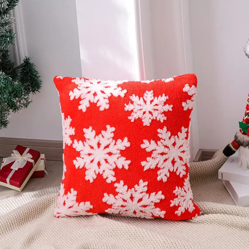 Embroidered snowflake christmas patchwork pillow covers living room