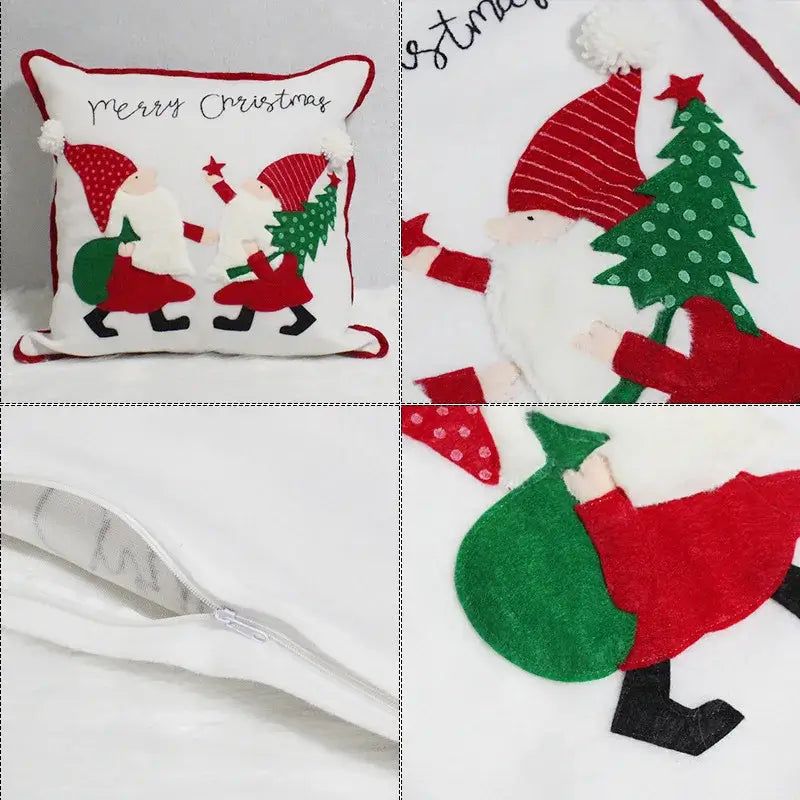 Embroidered snowflake christmas patchwork pillow covers living room