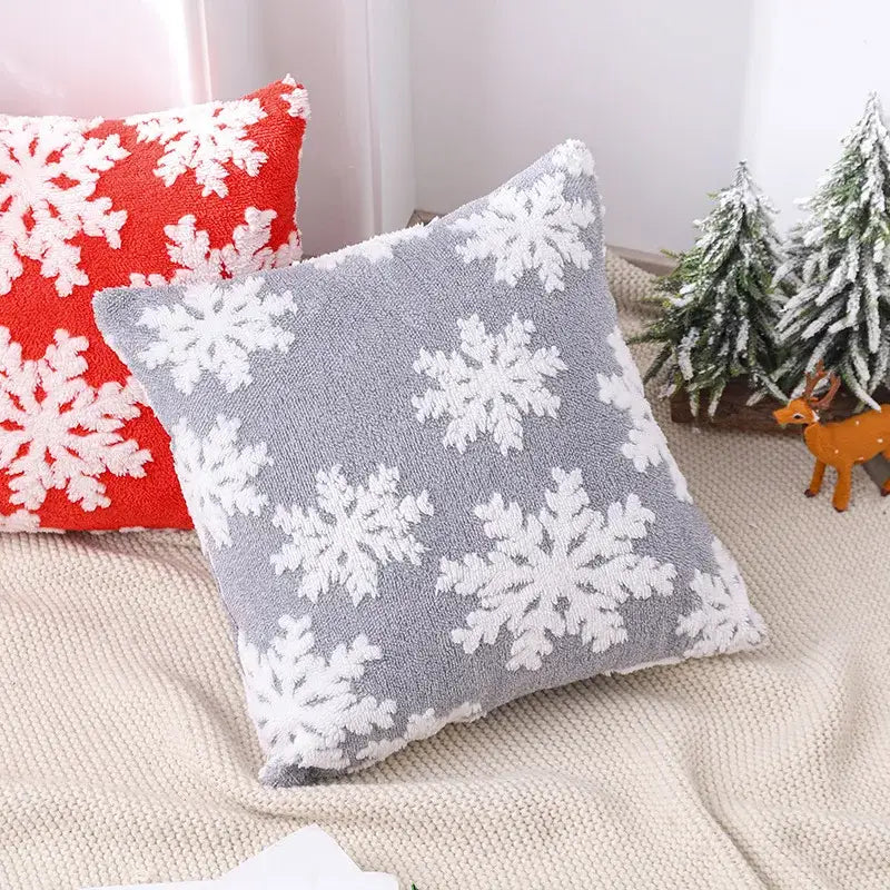 Embroidered snowflake christmas patchwork pillow covers living room
