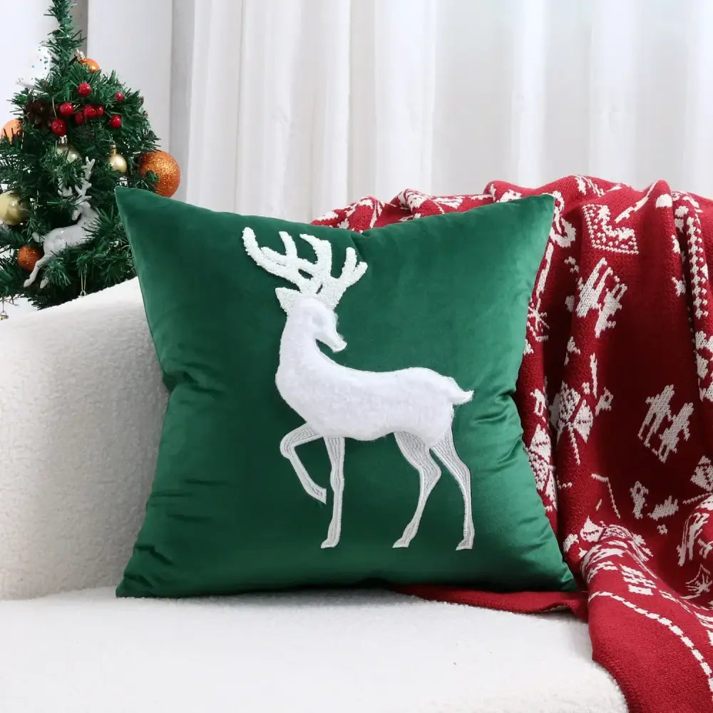 Red velvet christmas patchwork merrychristmas cushion cover living room