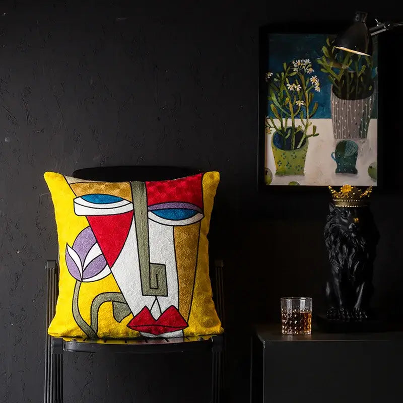 Picasso style abstract cat cushion cover living room decor