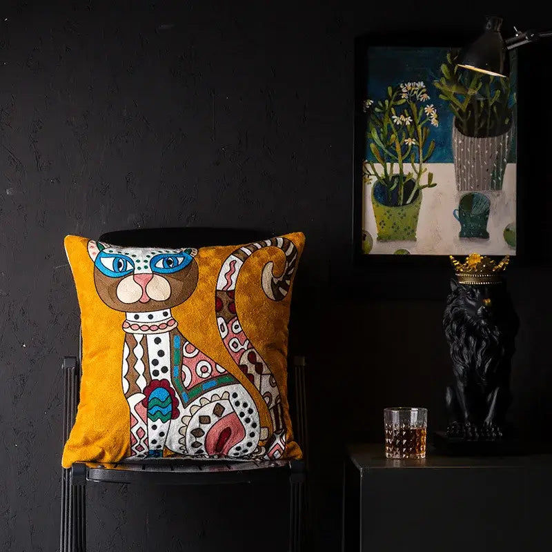 Picasso style abstract cat cushion cover living room decor