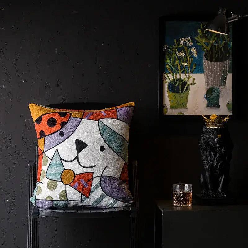Picasso style abstract cat cushion cover living room decor
