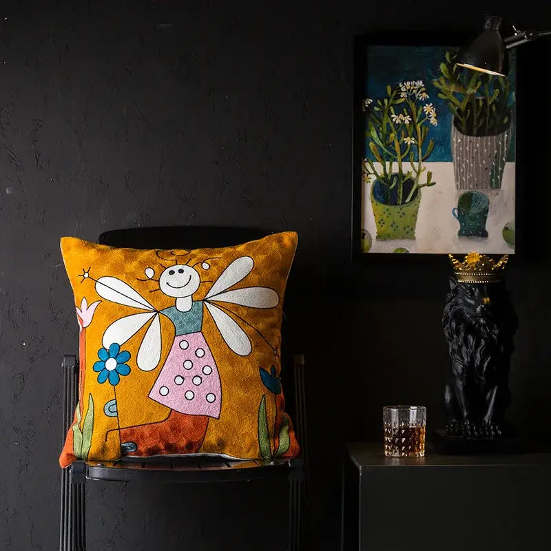 Picasso style abstract cat cushion cover living room decor