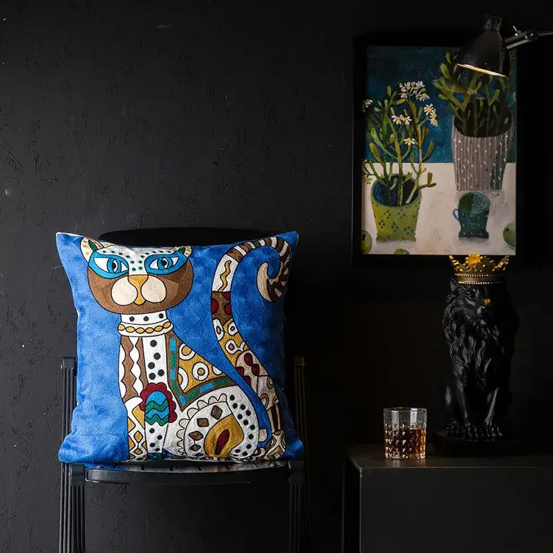 Picasso style abstract cat cushion cover living room decor