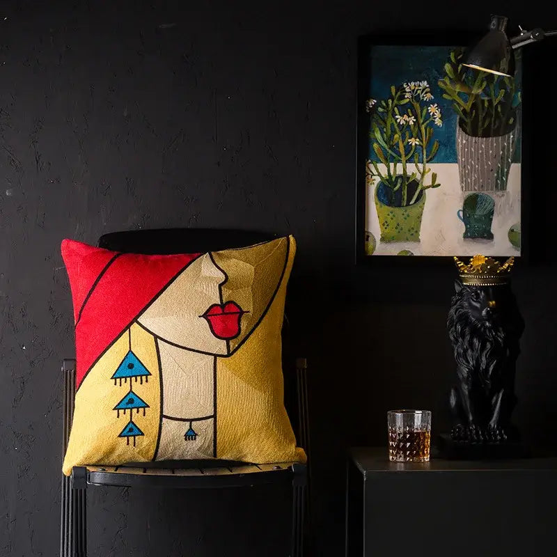 Picasso style abstract cat cushion cover living room decor