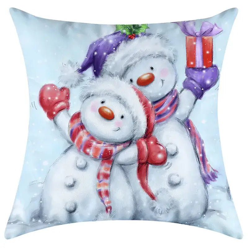 Festive character print christmas pillowcase living room decor