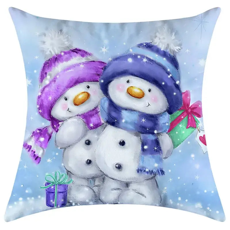 Festive character print christmas pillowcase living room decor