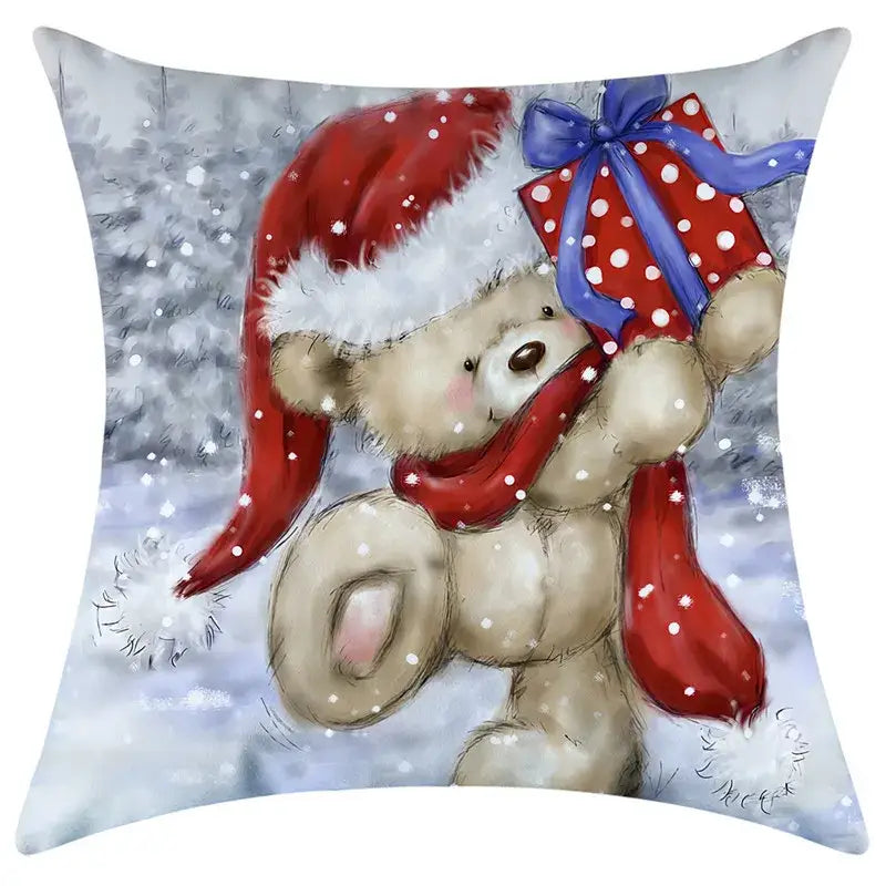 Festive character print christmas pillowcase living room decor