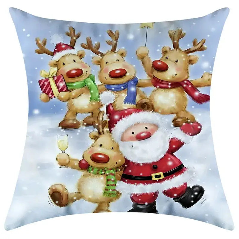 Festive character print christmas pillowcase living room decor