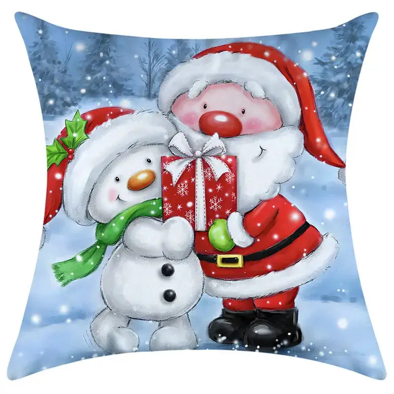 Festive character print christmas pillowcase living room decor