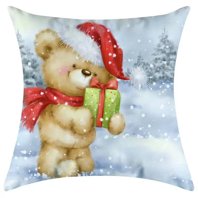 Festive character print christmas pillowcase living room decor