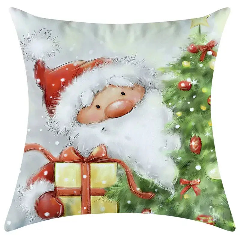 Festive character print christmas pillowcase living room decor