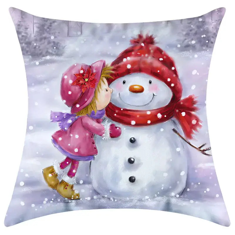 Festive character print christmas pillowcase living room decor