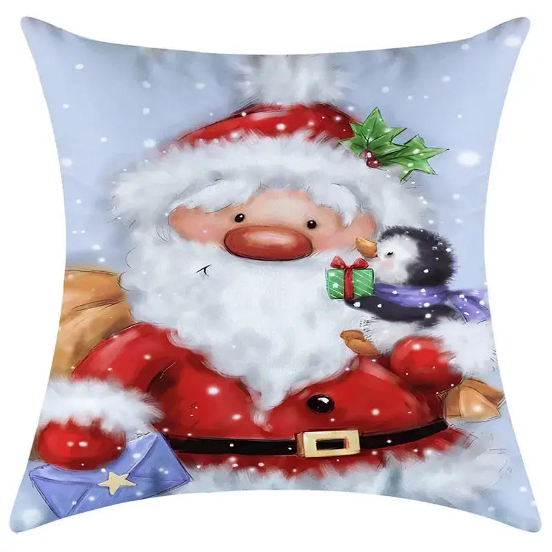 Festive character print christmas pillowcase living room decor