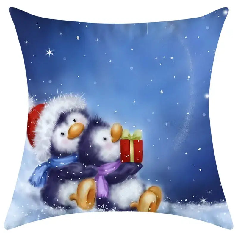 Festive character print christmas pillowcase living room decor