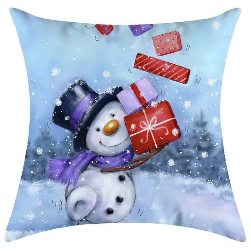 Festive character print christmas pillowcase living room decor